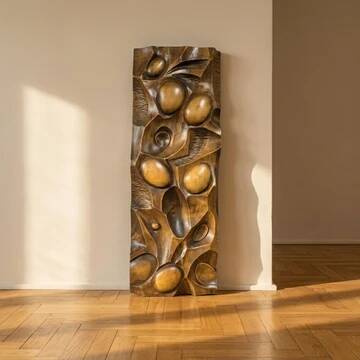 Wall Panel Carved Wood Relief Wall Art, Mid-20th Century, 55 × 20 × 5 cm