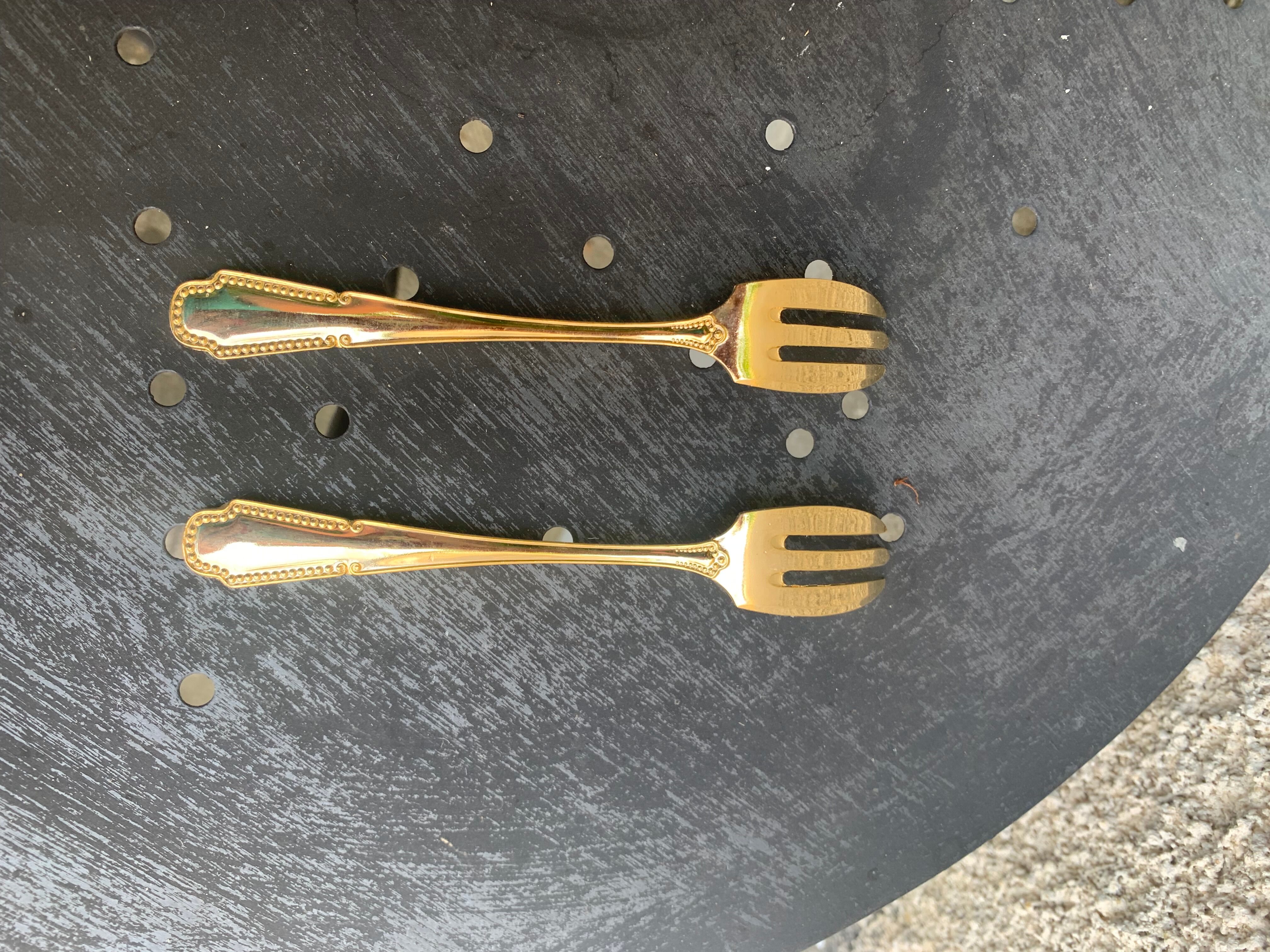 6 small forks in gold gilded with fine vintage gold
