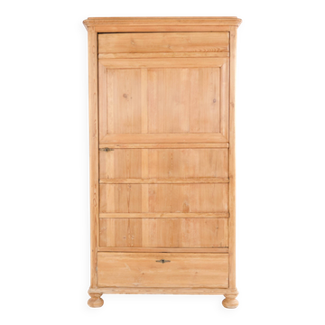Cabinet de chambre – pieds ronds – bois de pin – porte avant et tiroir – début des années 1900