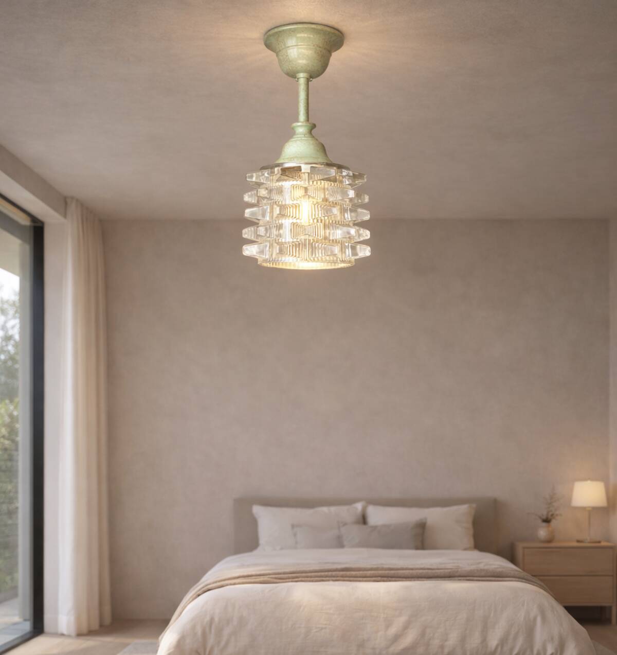 Small glass ceiling lamp for bedroom