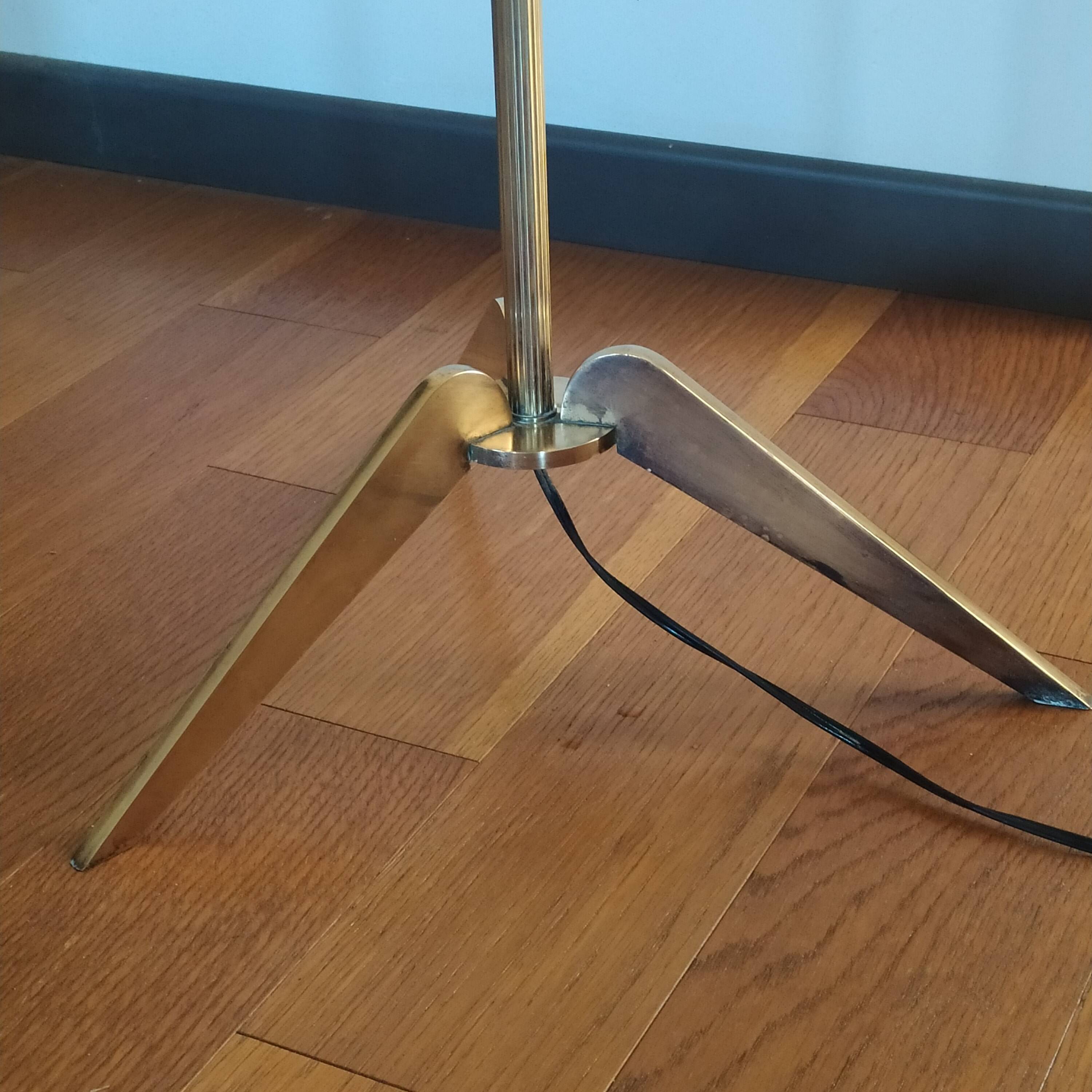 tripod floor lamp 1950 brass Maison Lunel