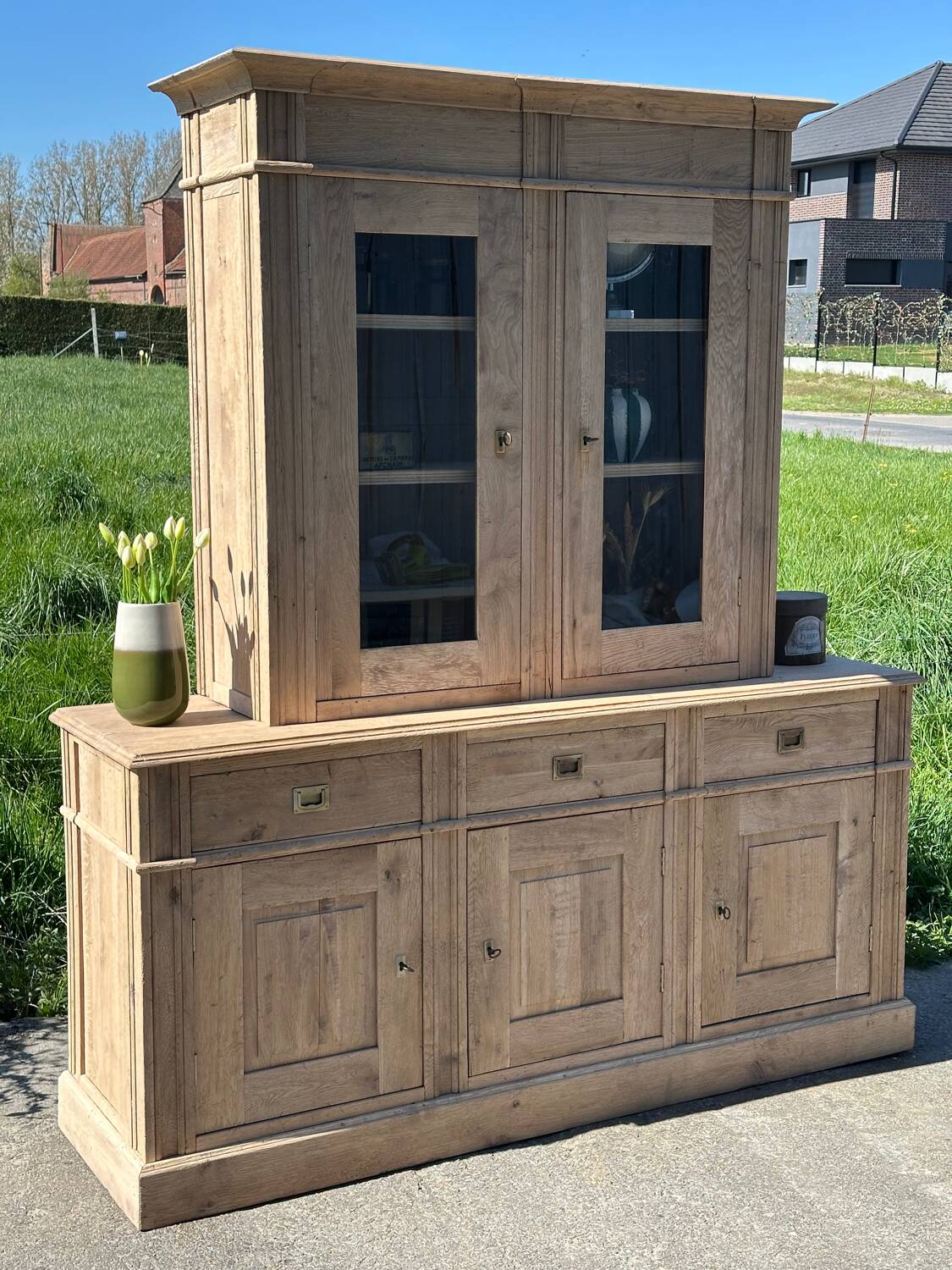 Raw oak dresser cabinet