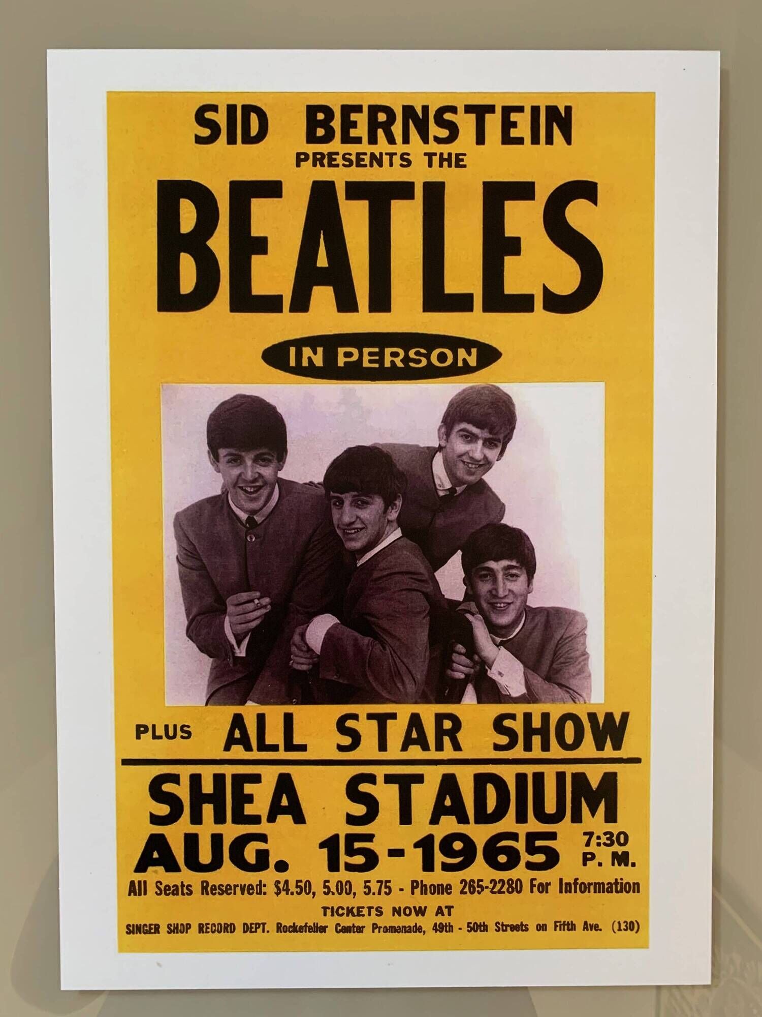 Rock Concert Poster The BEATLES AT SHEA STADIUM, NEW YORK 1965