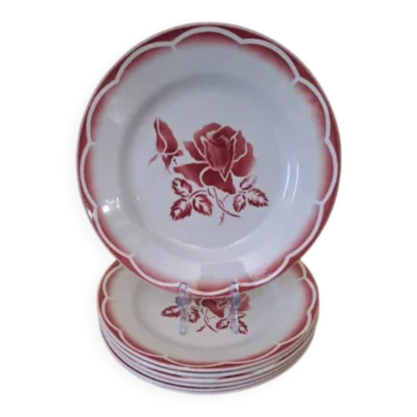 7 assiettes plates Digoin Sarreguemines modèle Orly