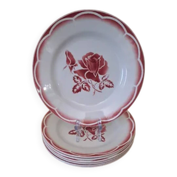 7 assiettes plates Digoin Sarreguemines modèle Orly