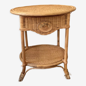 Side table in bamboo and rattan, 60s-70s