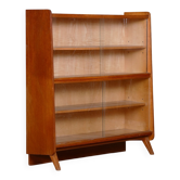 Mid-Century Bookcase in Oak with Glass Doors, 1950s