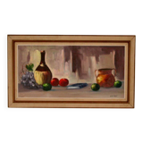 Nature morte au vin et aux fruits par E.W. Freu
