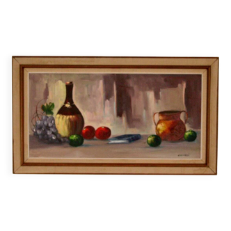 Still life with wine and fruit by E.W. Freu