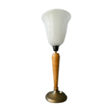 Lamp in wood, metal and opaline, Art Deco