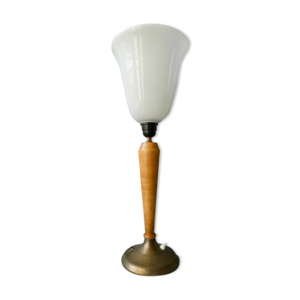 Lamp in wood, metal and opaline, Art Deco