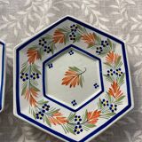 Pair of hexagonal plates Henriiot Quimper
