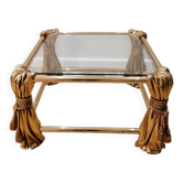 Table basse en or de style Hollywood Regency, années 1970