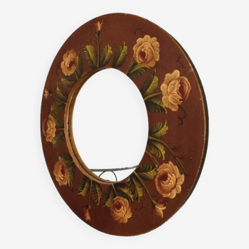 Miroir en bois sujet floral