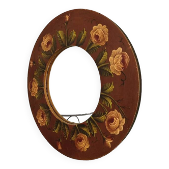 Miroir en bois sujet floral