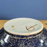Large blue-brown glazed stoneware bowl signed, diameter 25cm