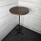 High table with cast iron legs and solid oak top