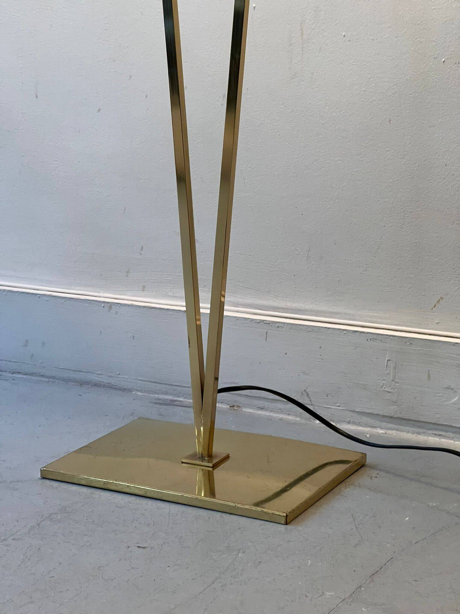 Large halogen floor lamp in polished brass, italy 1970