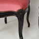 Napoleon III chairs in blackened wood and pink velvet, France, circa 1870.