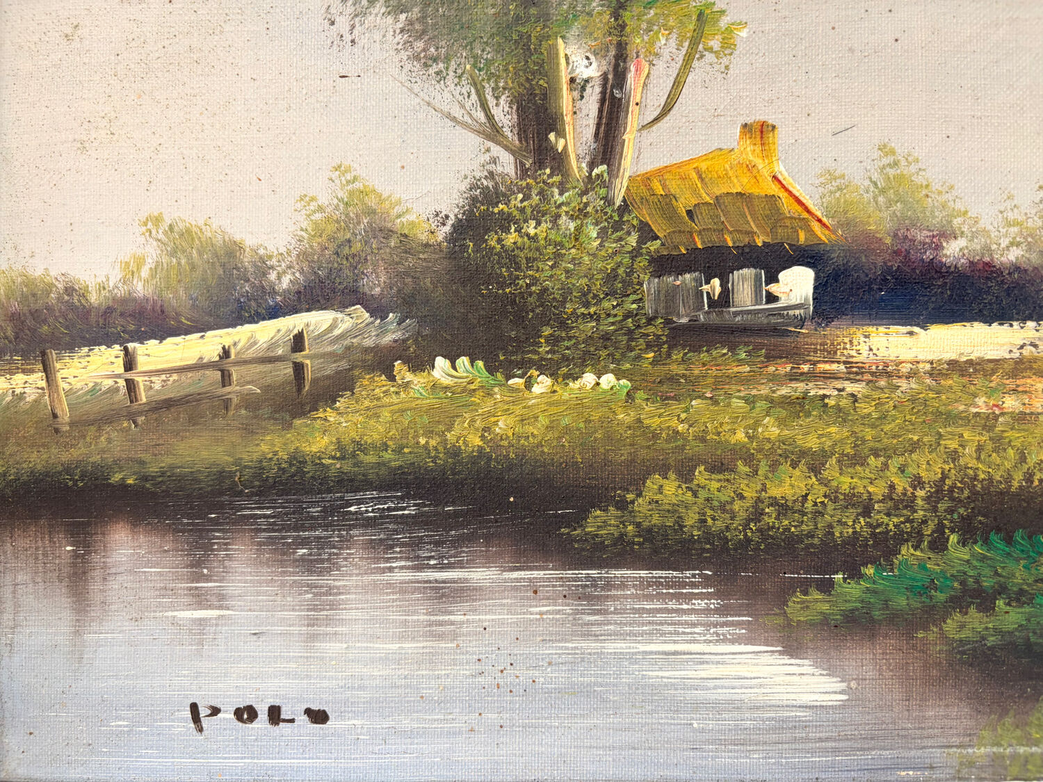 Oil on canvas Countryside Landscape - Polo (40 x 70 cm)