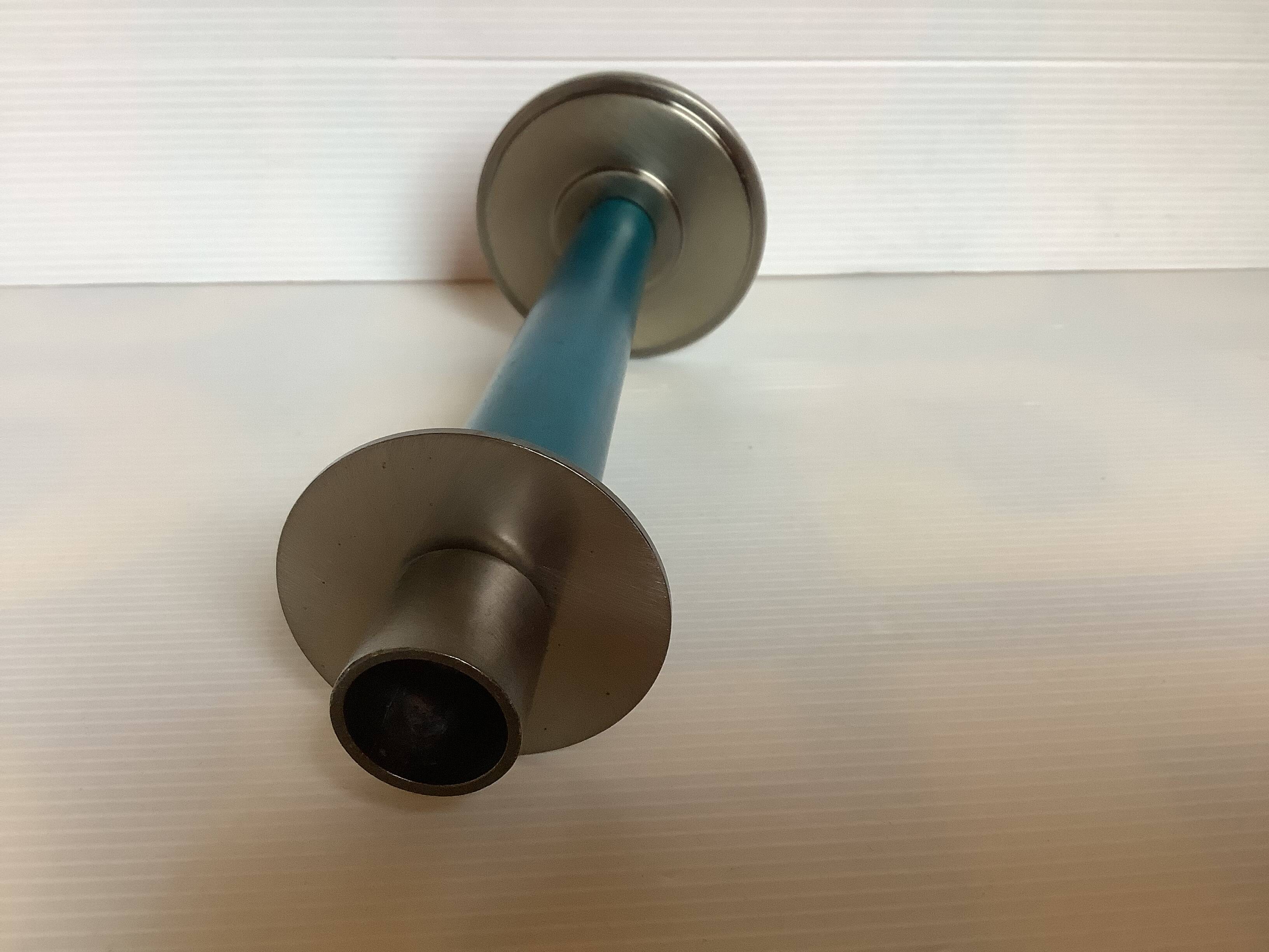 Bougeoir bleu canard bois métal