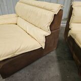 Canapé modulaire en cuir et daim avec unité d'angle, années 1970