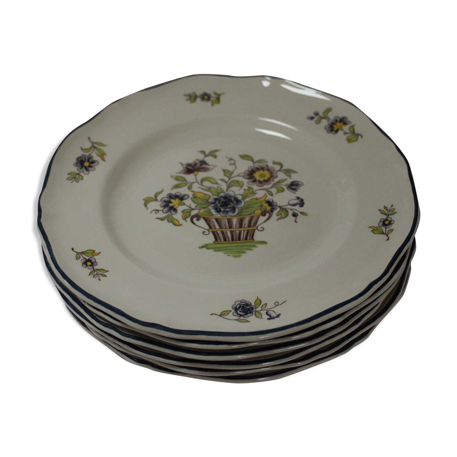 Lot of 6 St. Amand Old Delft Flat Plates