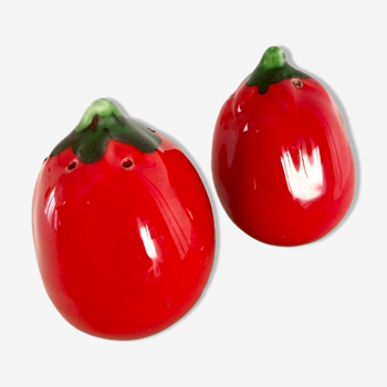 Salière et poivrier en céramique tomate