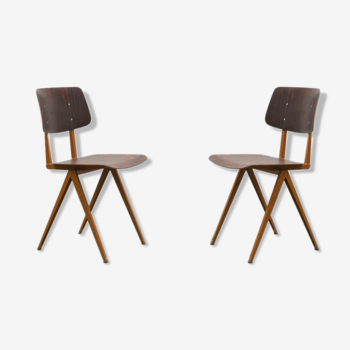 Pair S16 chairs from Galvanitas, ebony/ochre, reissue
