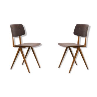 Pair S16 chairs from Galvanitas, ebony/ochre, reissue