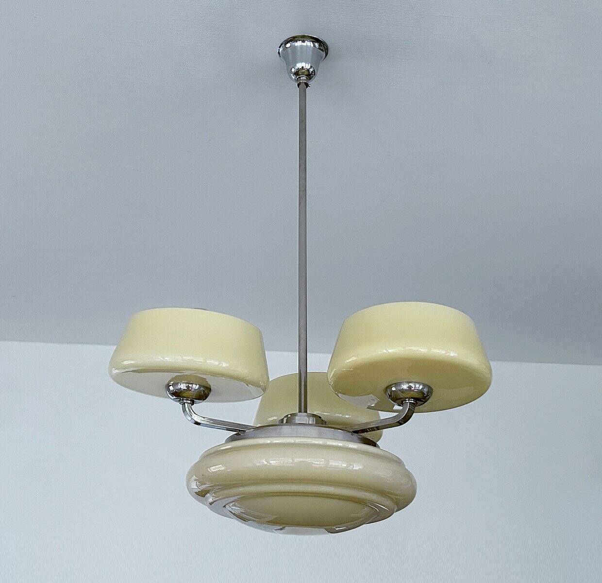 Large Art Deco pendant light in glass, 1930s