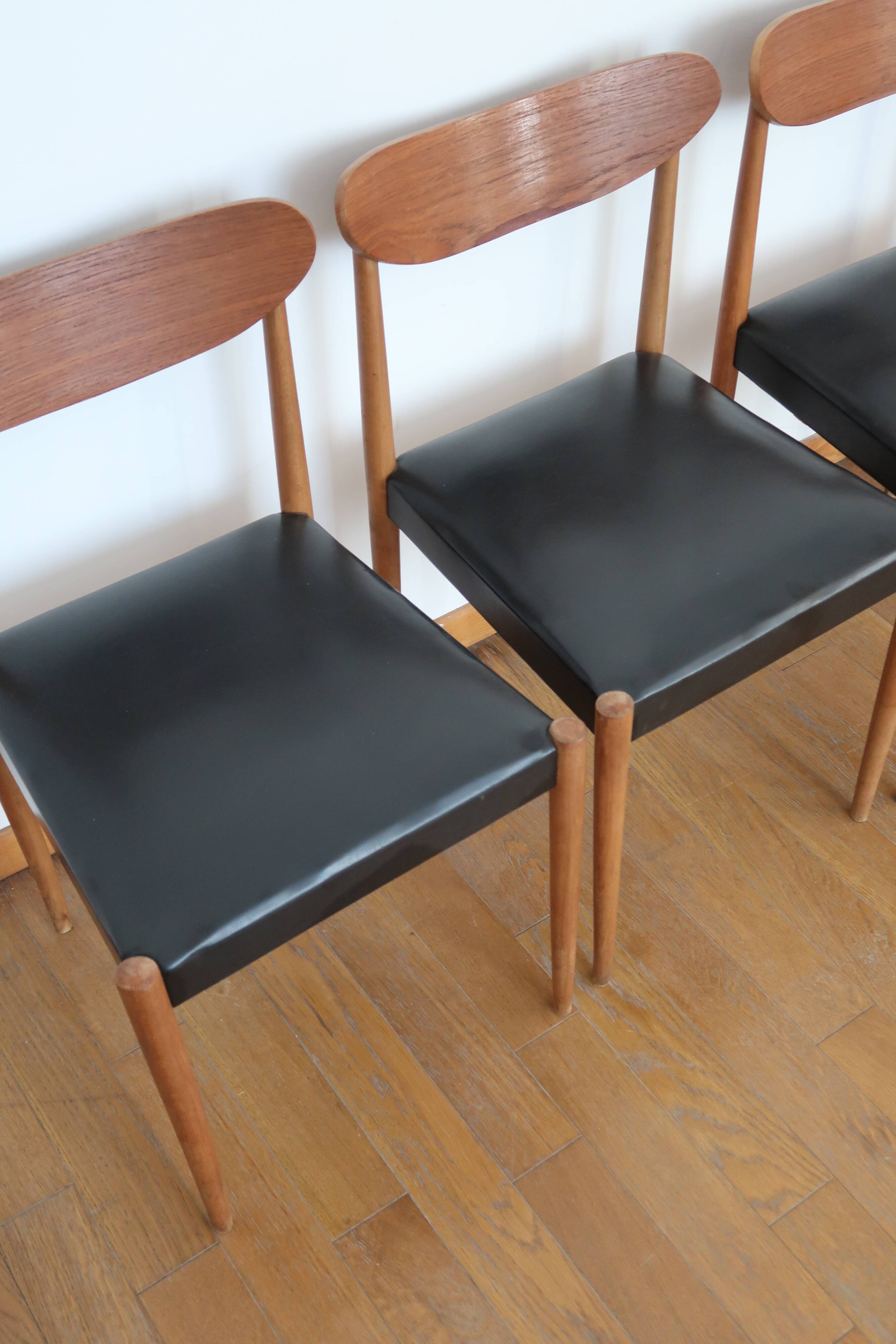 4 Scandinavian chairs skaï black
