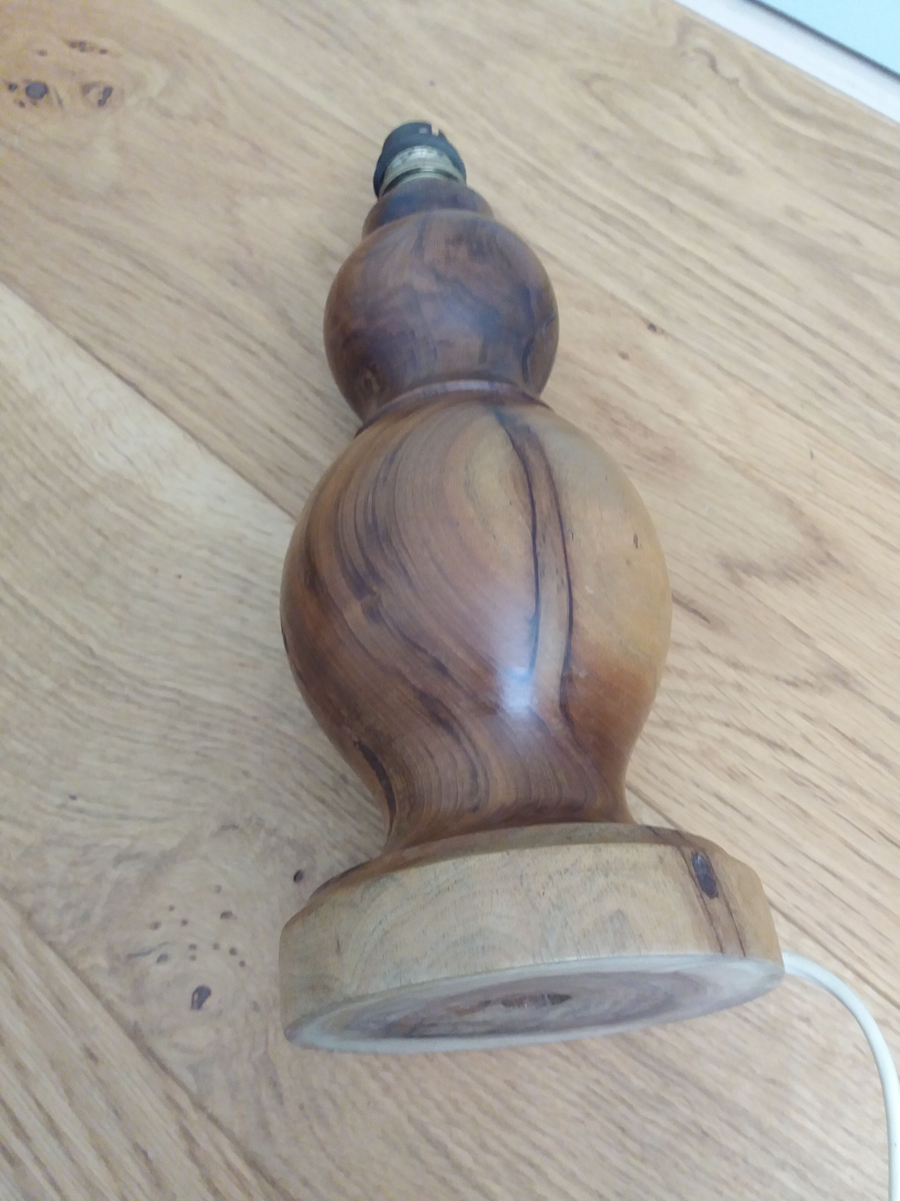 Handmade turned wooden foot lamp
