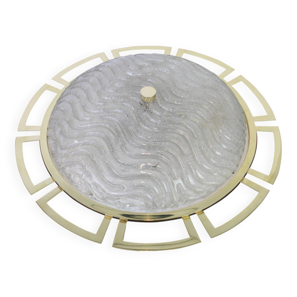 Grand plafonnier Sputnik en laiton style Stilnovo, années 1970