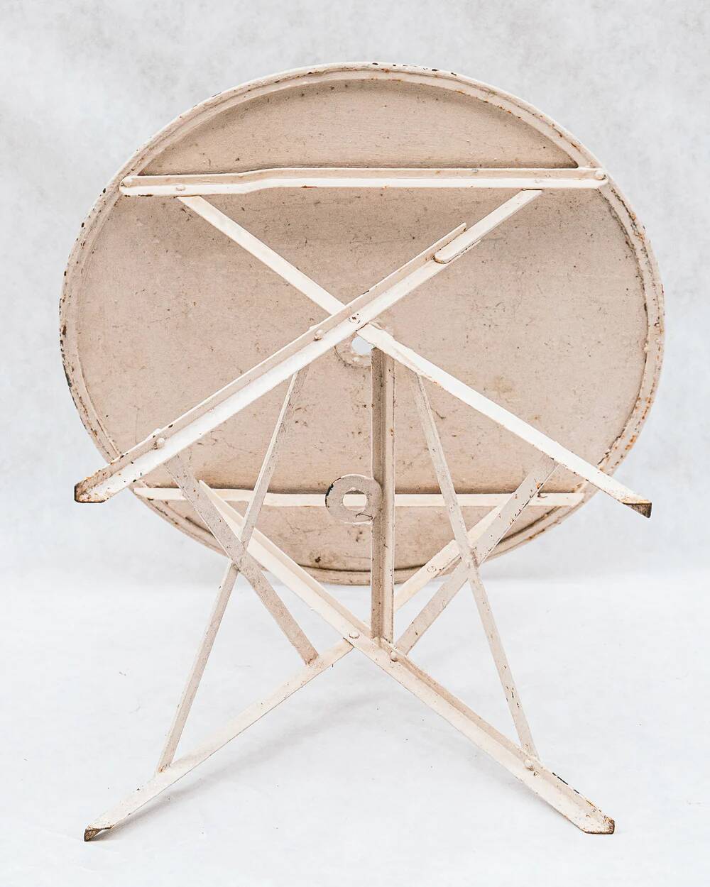 Vintage French round iron folding table