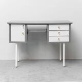 Vintage desk with drawers and metal legs 1970s modernism