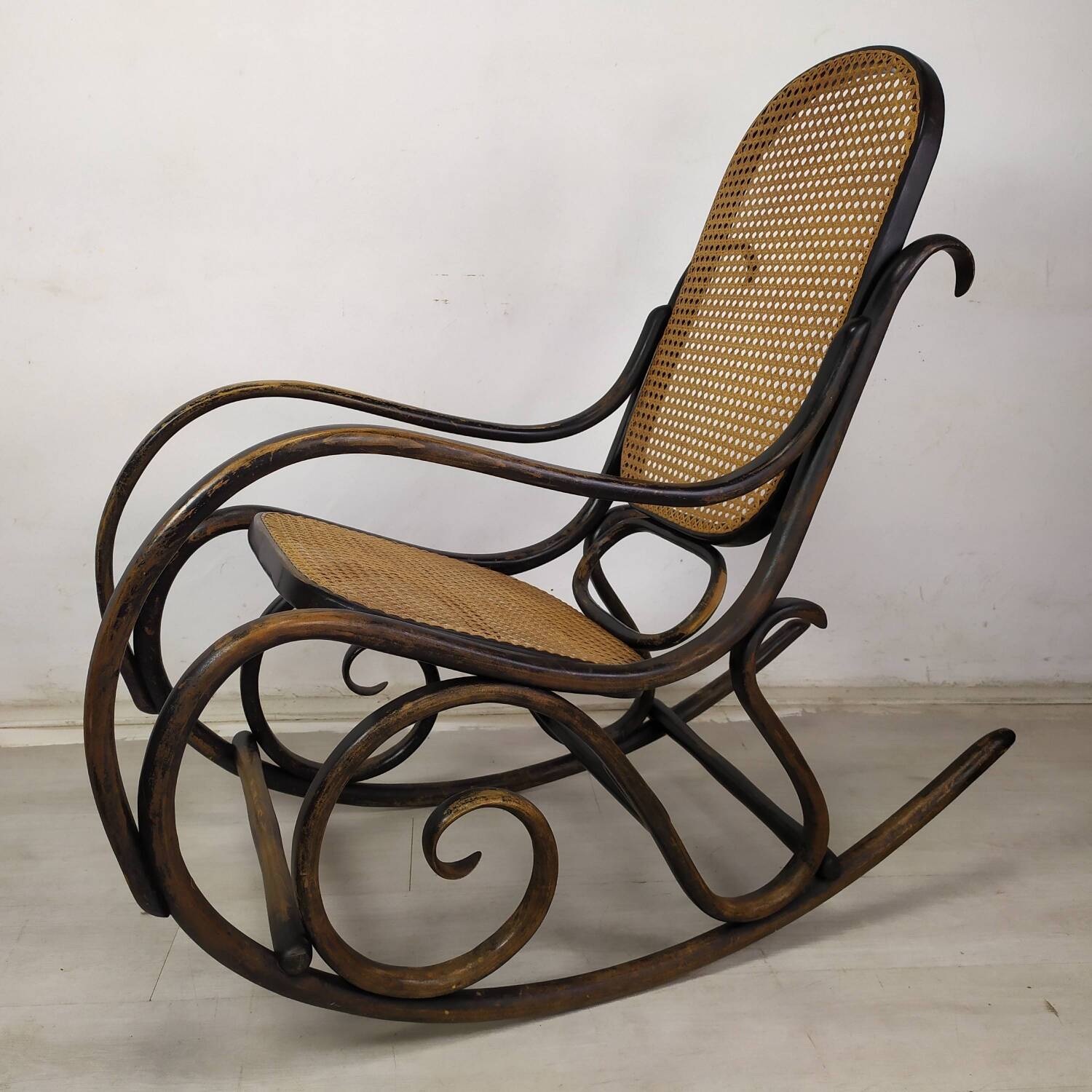 Black curved wood rocking chair