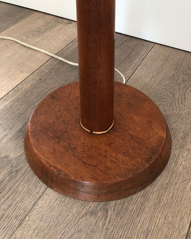 Floor lamp in exotic wood and brass