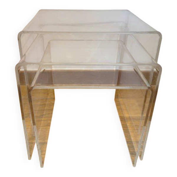 Lot de 3 tables gigogne en plexiglas