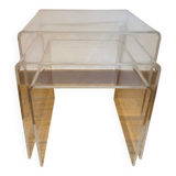 Set of 3 nesting tables in plexiglass.