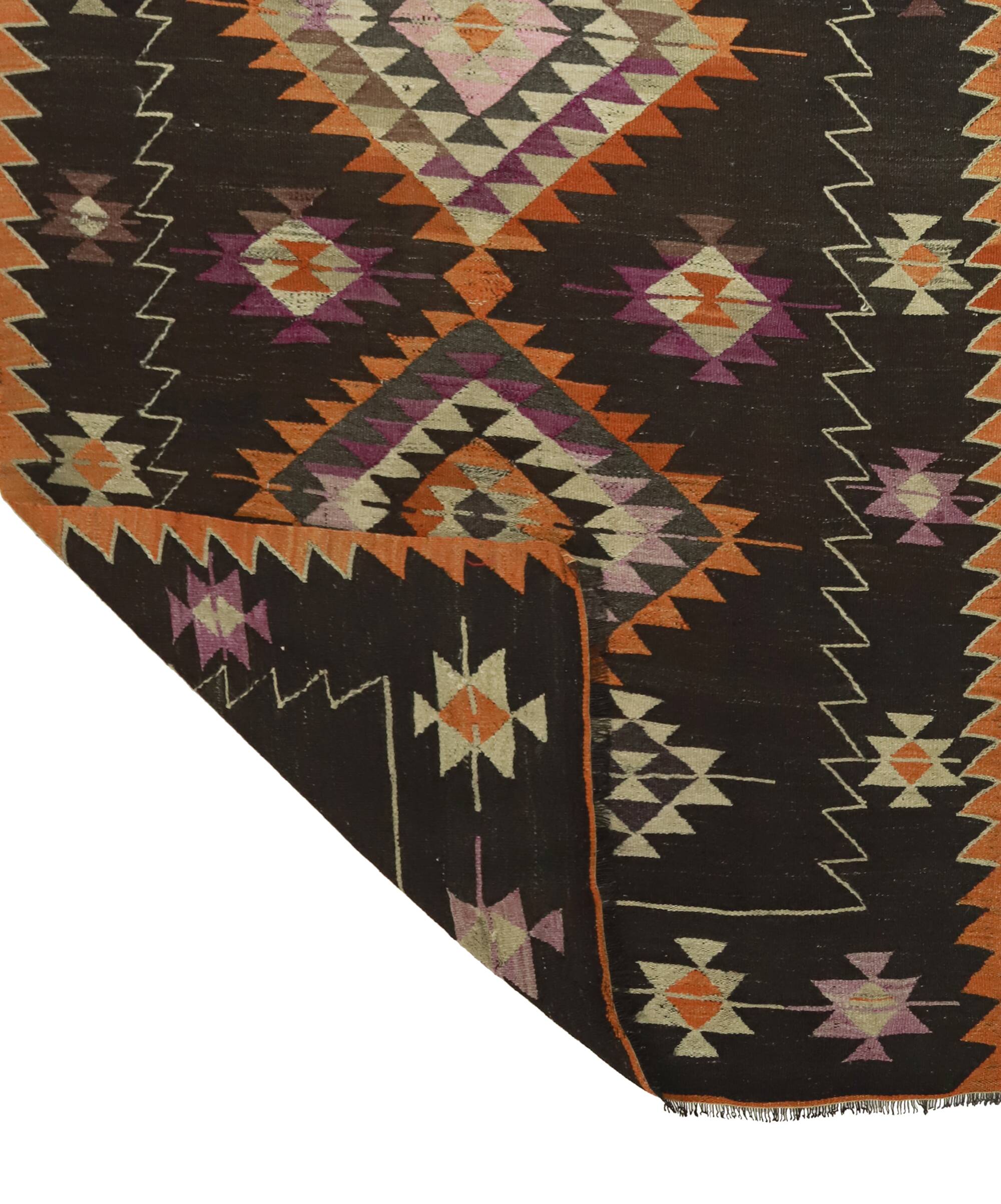 Grand Kilim Turkish Anatolia 160x340 cm Vintage Geometric Handwoven