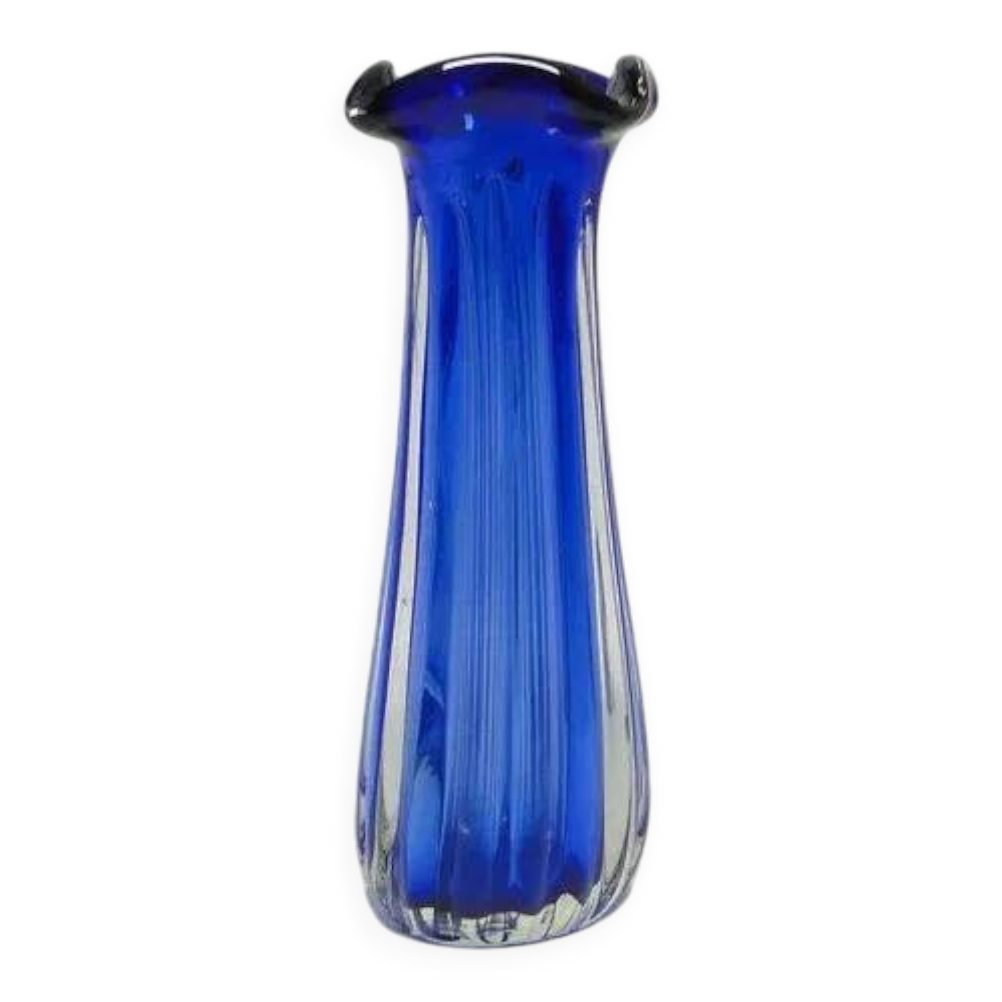ABN Vase, mid-century modern, blue glass, design by J. Hospodka