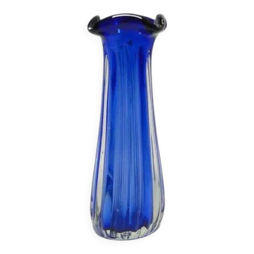 ABN Vase, mid-century modern, blue glass, design by J. Hospodka