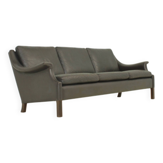 Canapé trois places Aage Christiansen en cuir marron foncé, 1960's