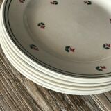 Lot de 6 assiettes blanche motif fleurs Porcelaine de Gien signées