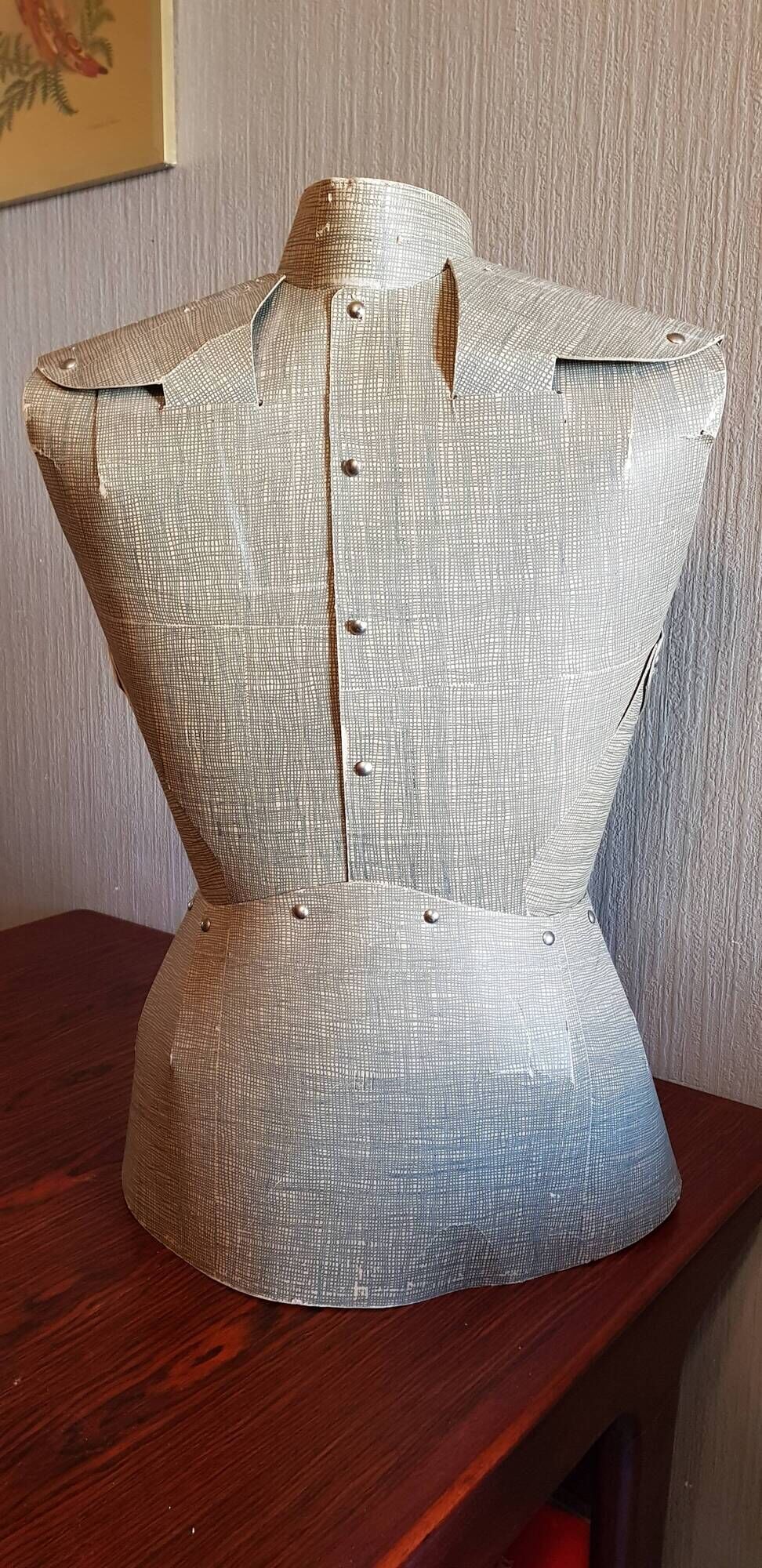 Rare old adjustable sewing bust stockman paris in cardboard