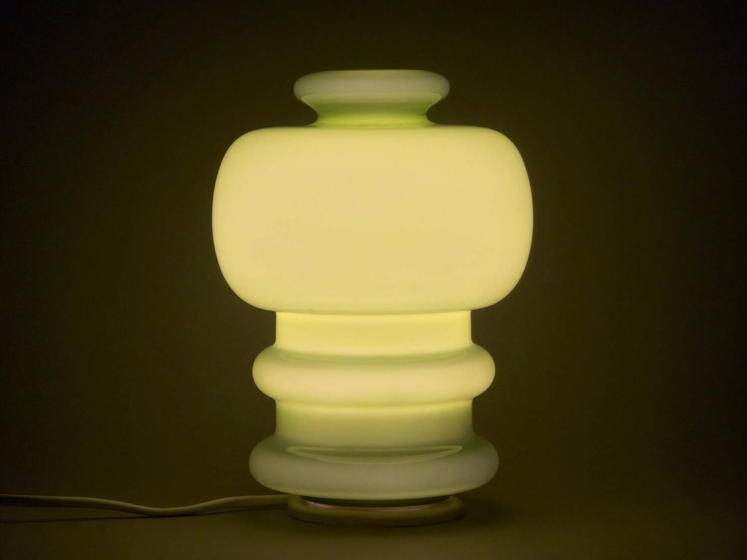 Vintage 1970s Green Cased-Glass Mushroom Lamp From Sweden.