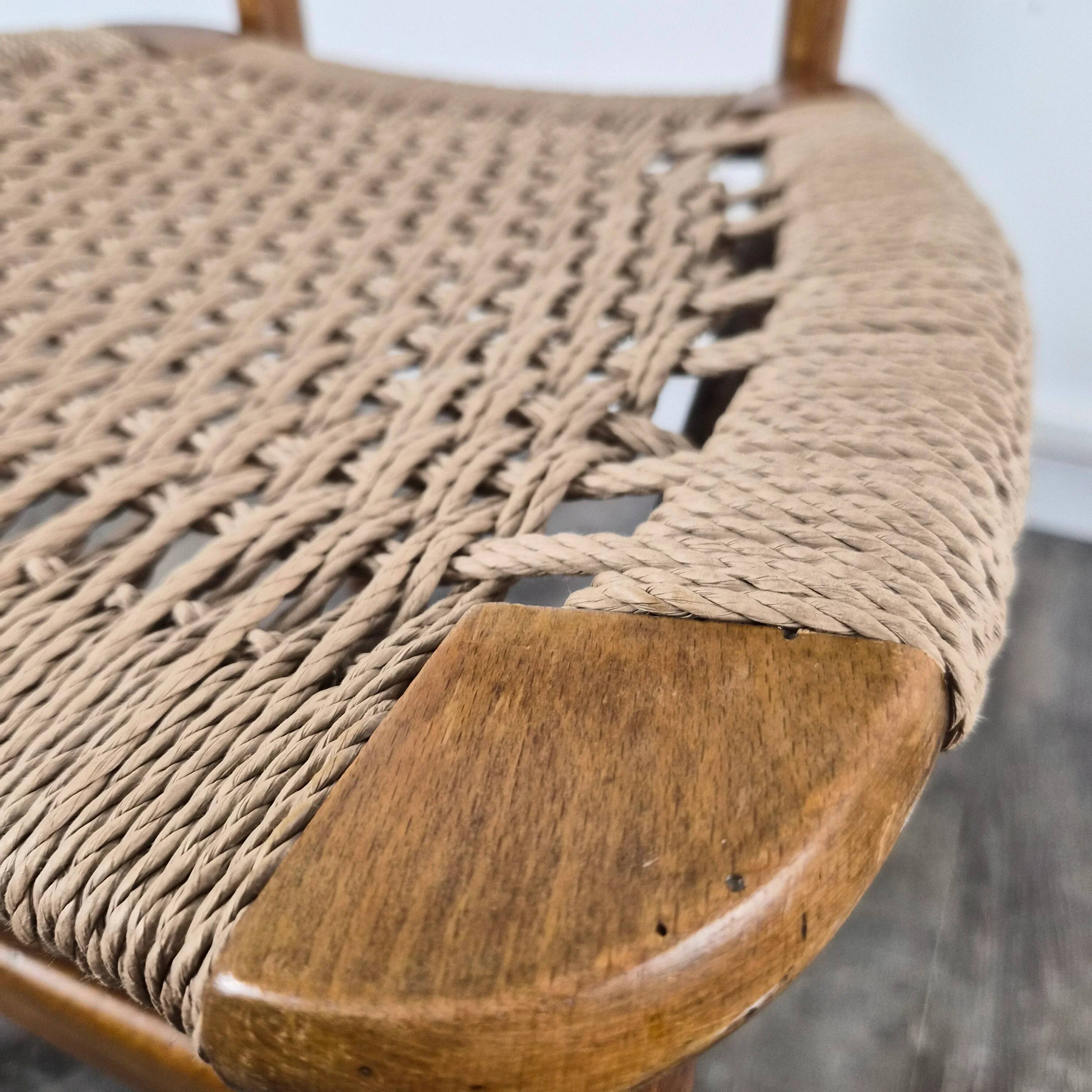 Chaise en teck et corde par Hans J. Wegner, Danemark, 1950