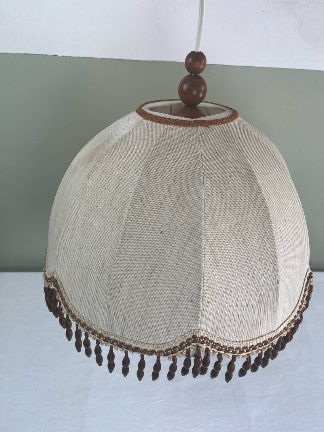 Suspension vintage perles en bois