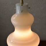Vintage white opaline glass pendant light.